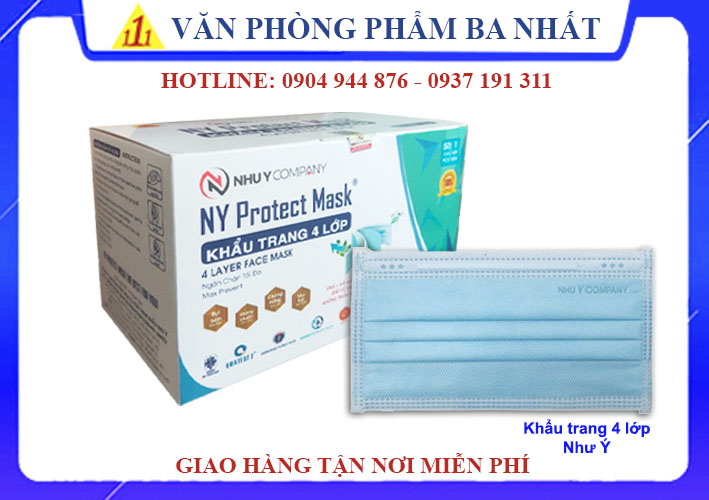 Khẩu trang y tế, khẩu trang 4 lớp màu xanh Như Ý giá rẻ